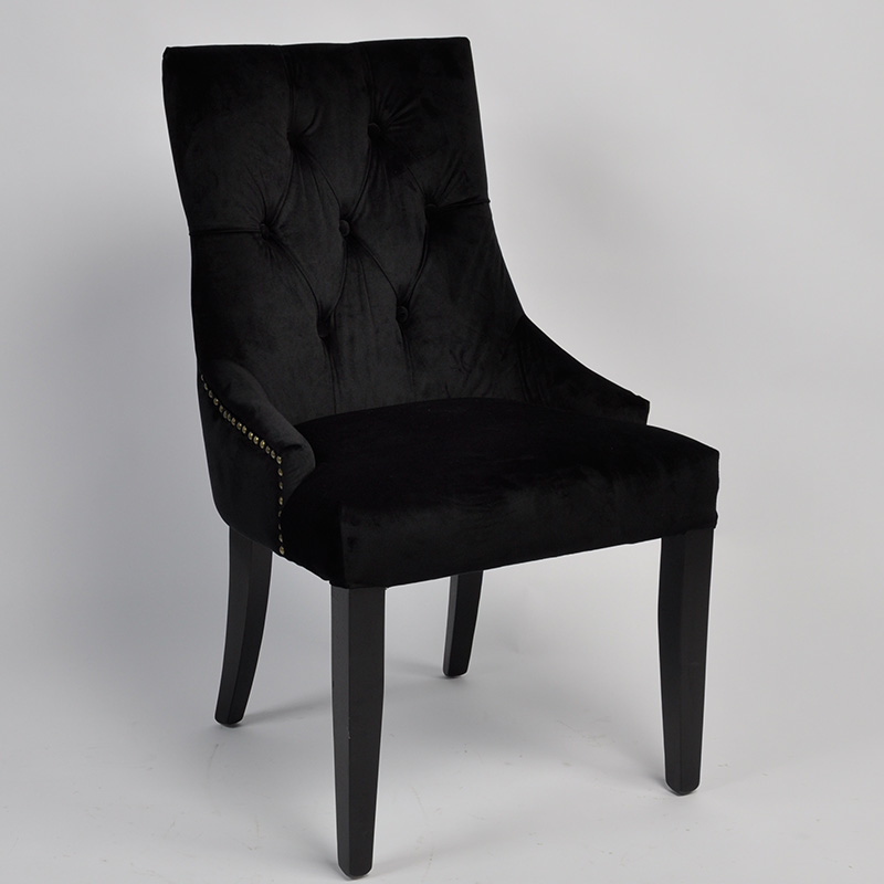 All-black single seat velvet sofa chair