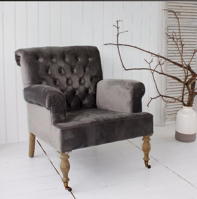 Single seat traditional velvet sofa chair